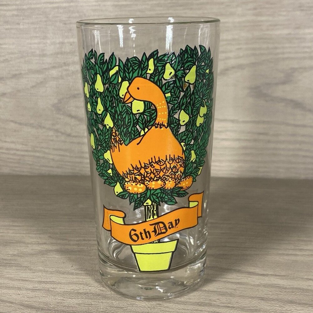 Vtg Twelve Days Of Christmas Tumbler 6th day ONLY Taylor Smart & T Goose Geese